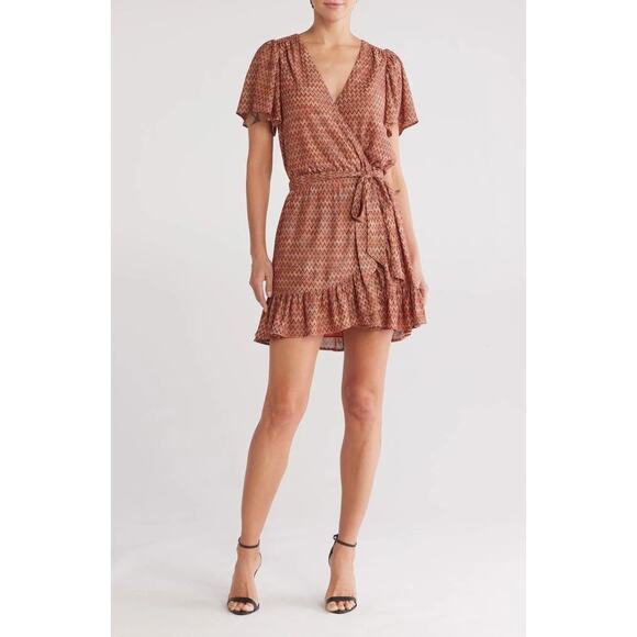 Ramy Brook Chevron Faux Wrap Dress NWT - Picture 1 of 6
